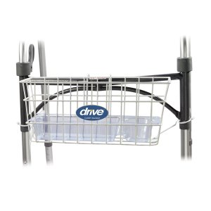 Drive Medical Walker Basket with Plastic Insert Tray with Cupholder, Pack of 1, 10200B